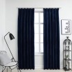Cortinas opacas ganchos 2 pzas terciopelo azul oscuro 140x225cm