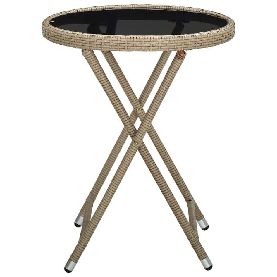 Mesa de centro de ratán sintético y vidrio templado beige 60