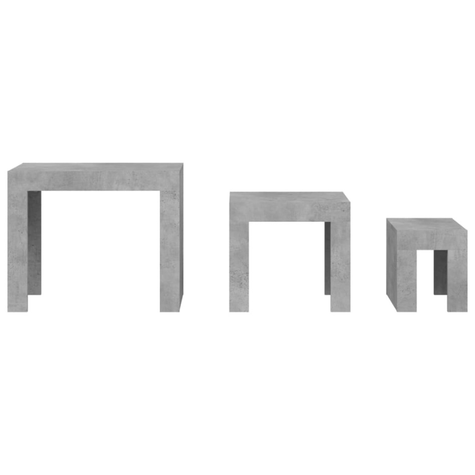 Mesas de centro apilables 3 pzs madera ingeniería gris