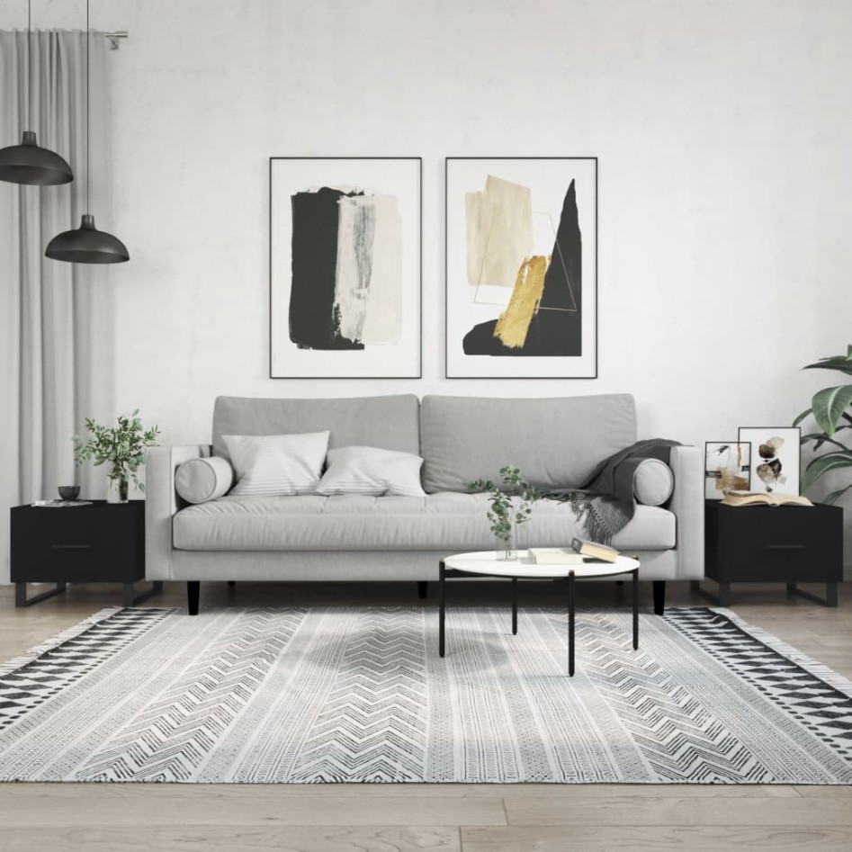 Mesas de centro 2 uds madera de ingeniería negro 50x50x40