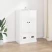 Aparador de madera contrachapada blanco brillo 60x35,5x103,5 cm