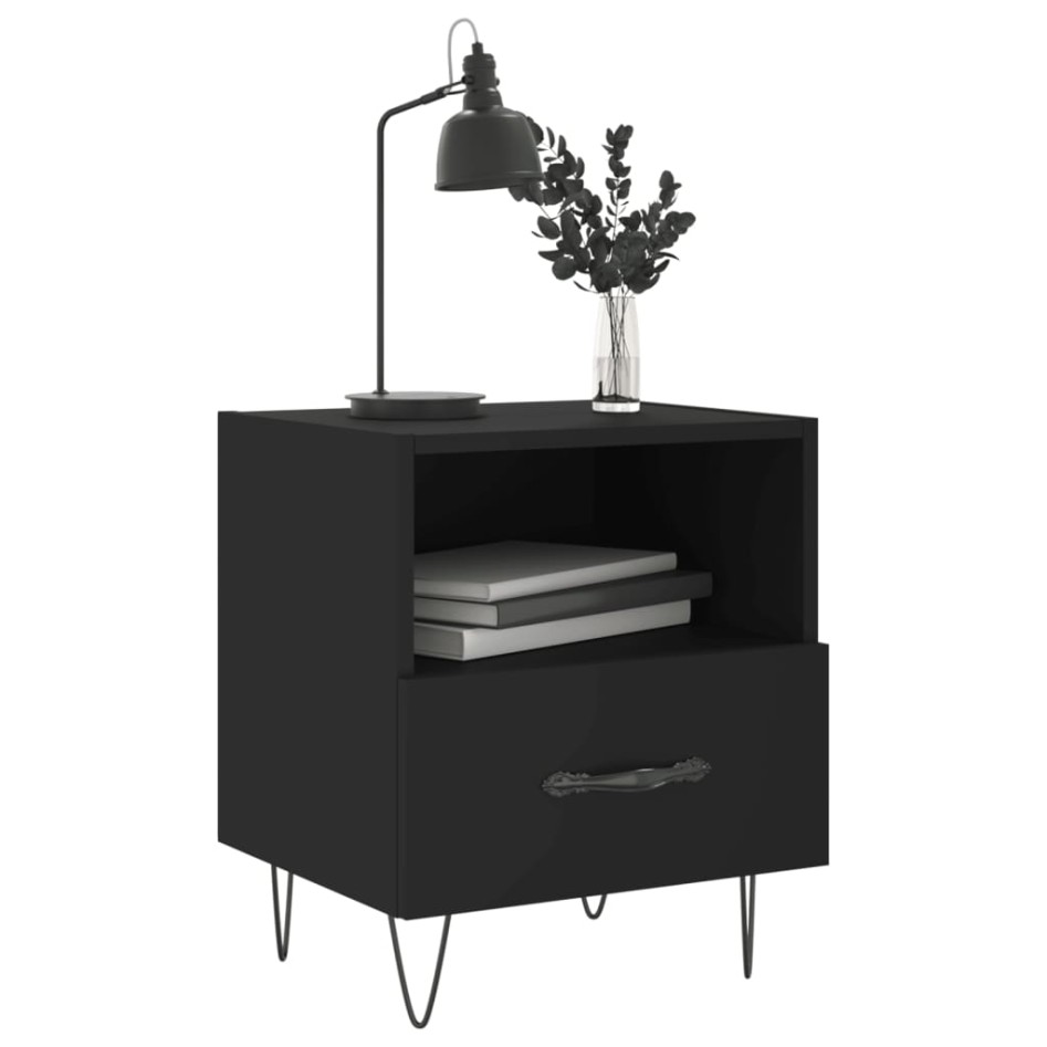 Mesitas de noche 2 uds madera ingeniería negro 40x35x47,5