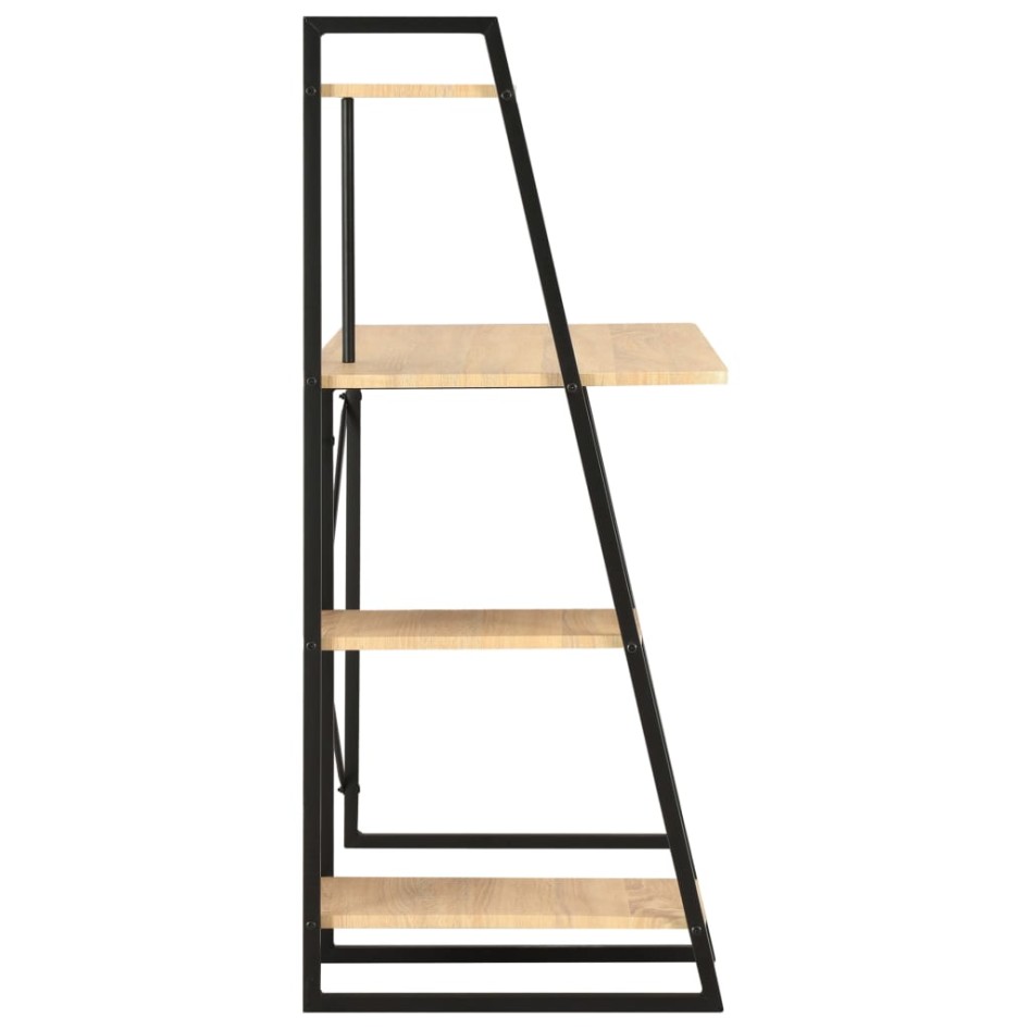 Escritorio con estantería color roble y negro 102x50x117