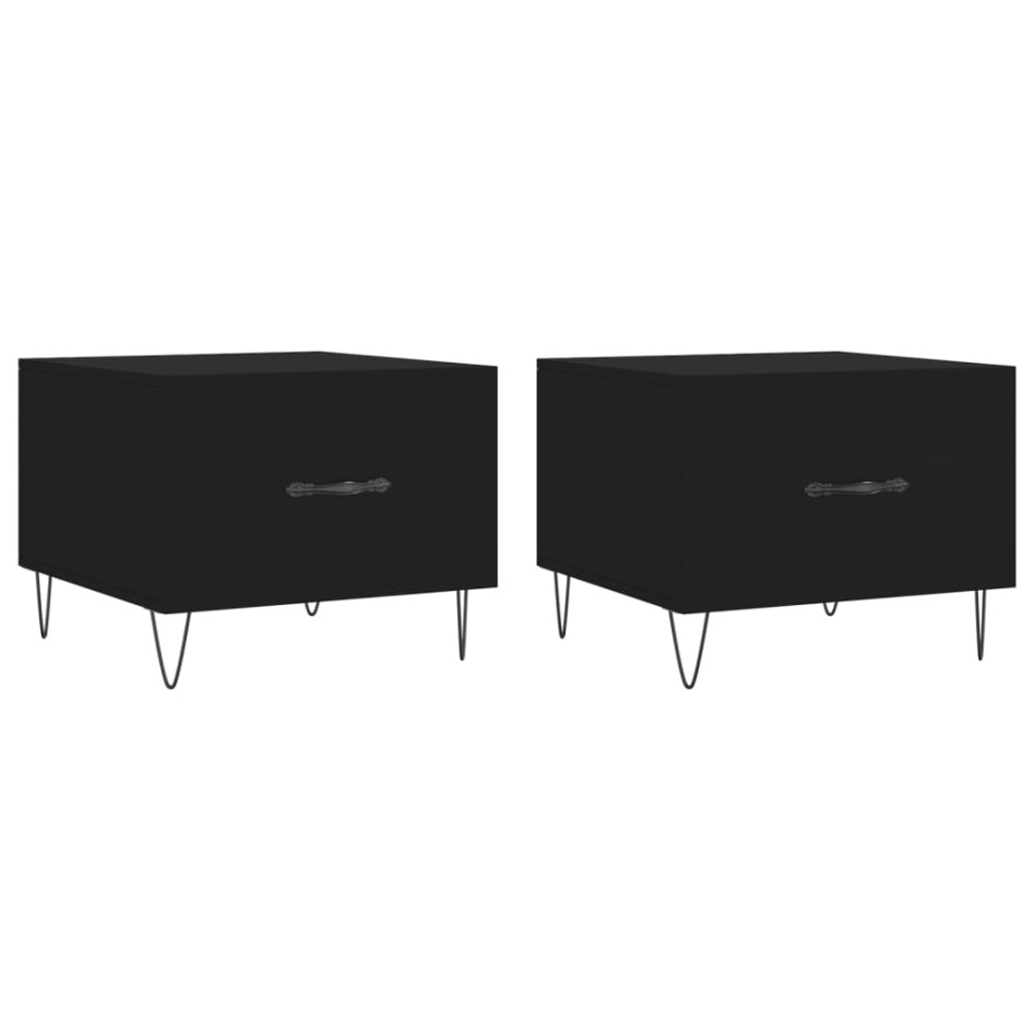 Mesas de centro 2 uds madera de ingeniería negro 50x50x40