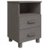 Mesita de noche HAMAR madera pino maciza gris claro 40x35x62