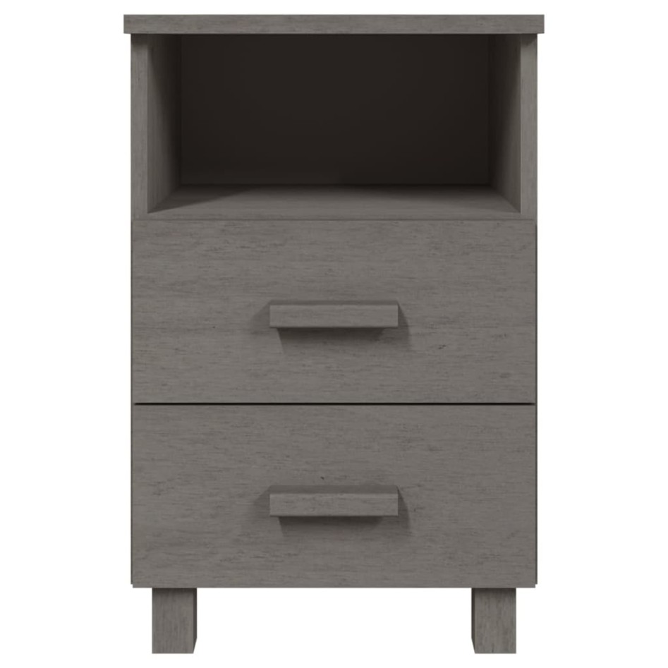 Mesita de noche HAMAR madera pino maciza gris claro 40x35x62
