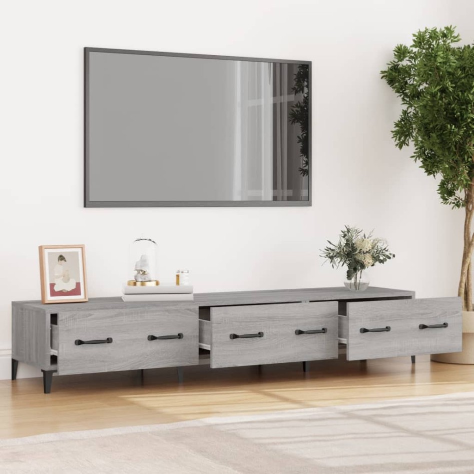 Mueble para TV madera contrachapada gris Sonoma 150x34,5x30