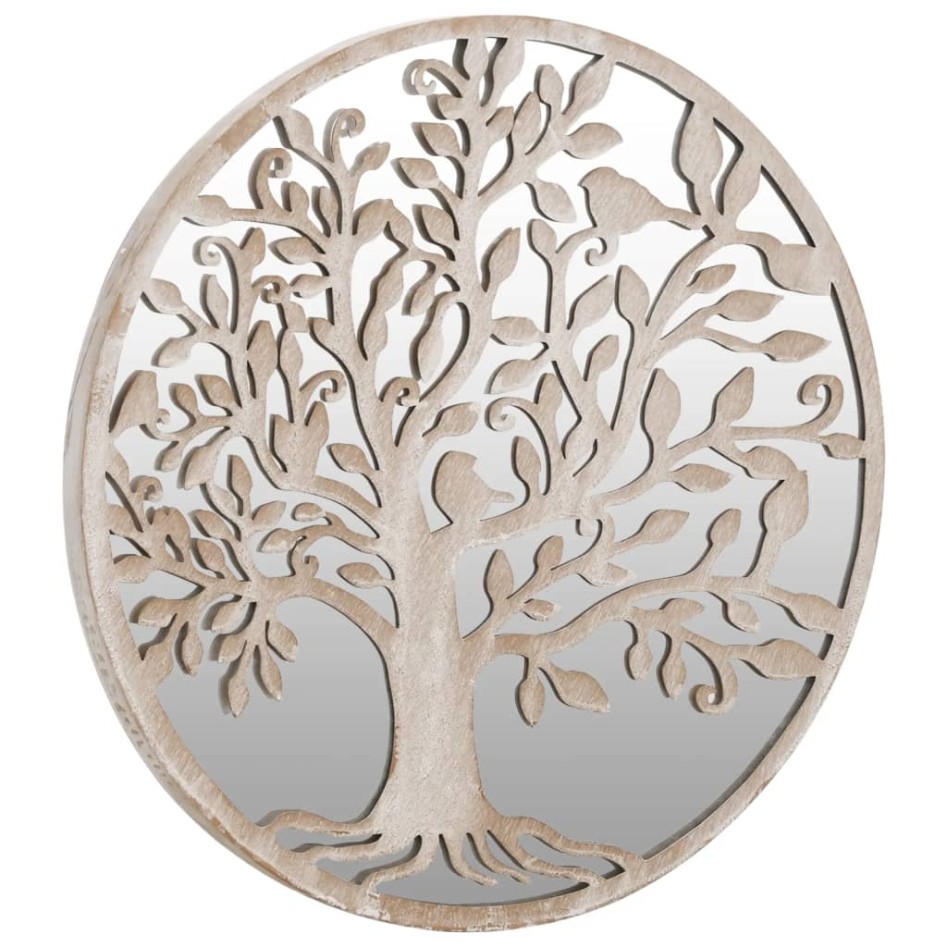 Espejo de hierro redondo color arena para uso interior