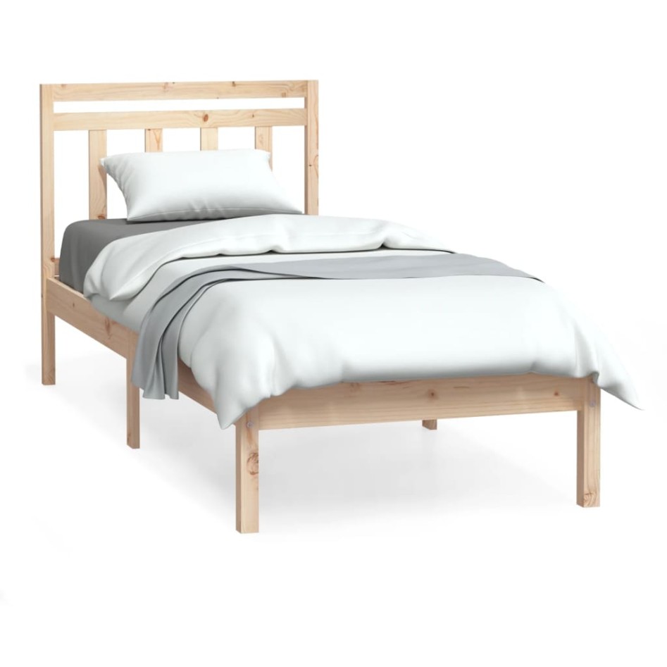 Estructura de cama individual pequeña madera maciza 75x190