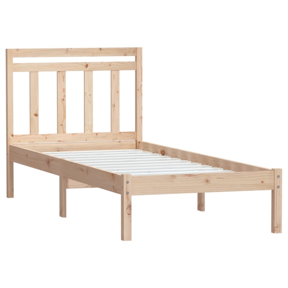 Estructura de cama individual pequeña madera maciza 75x190