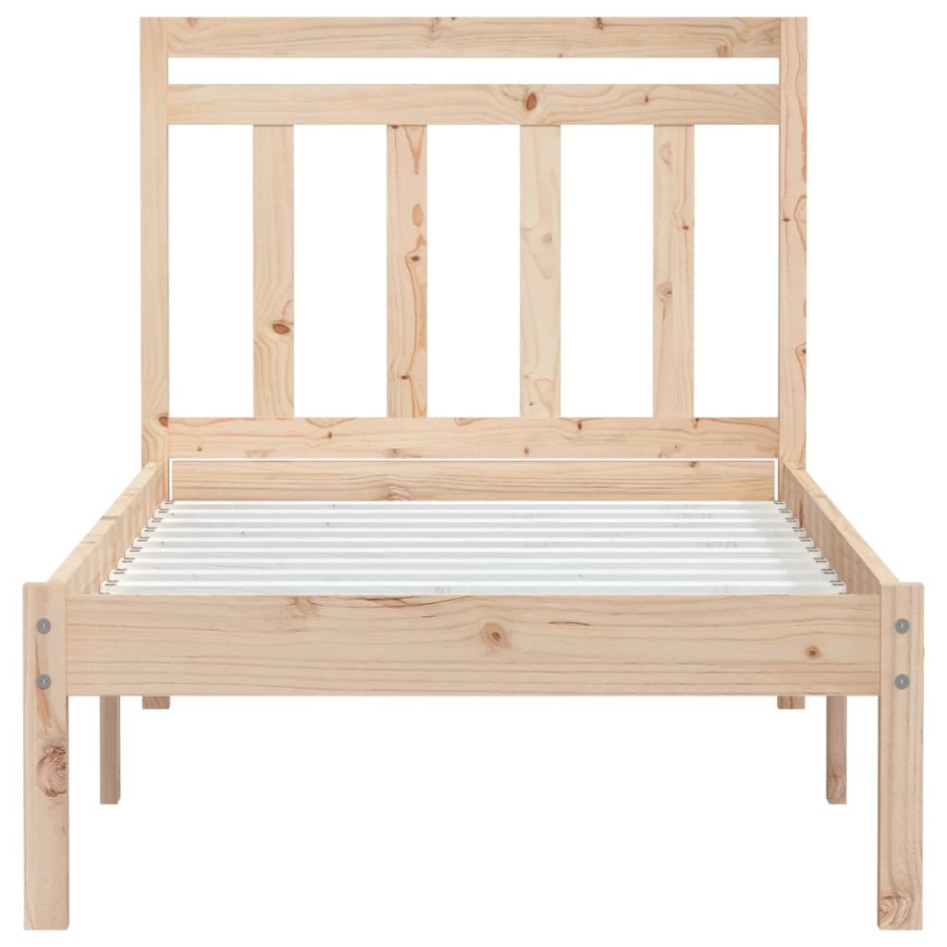 Estructura de cama individual pequeña madera maciza 75x190