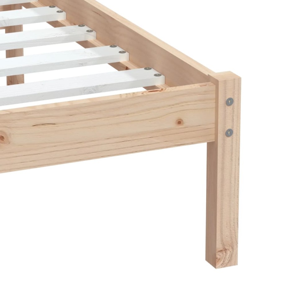 Estructura de cama individual pequeña madera maciza 75x190