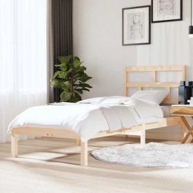 Estructura de cama individual pequeña madera maciza 75x190