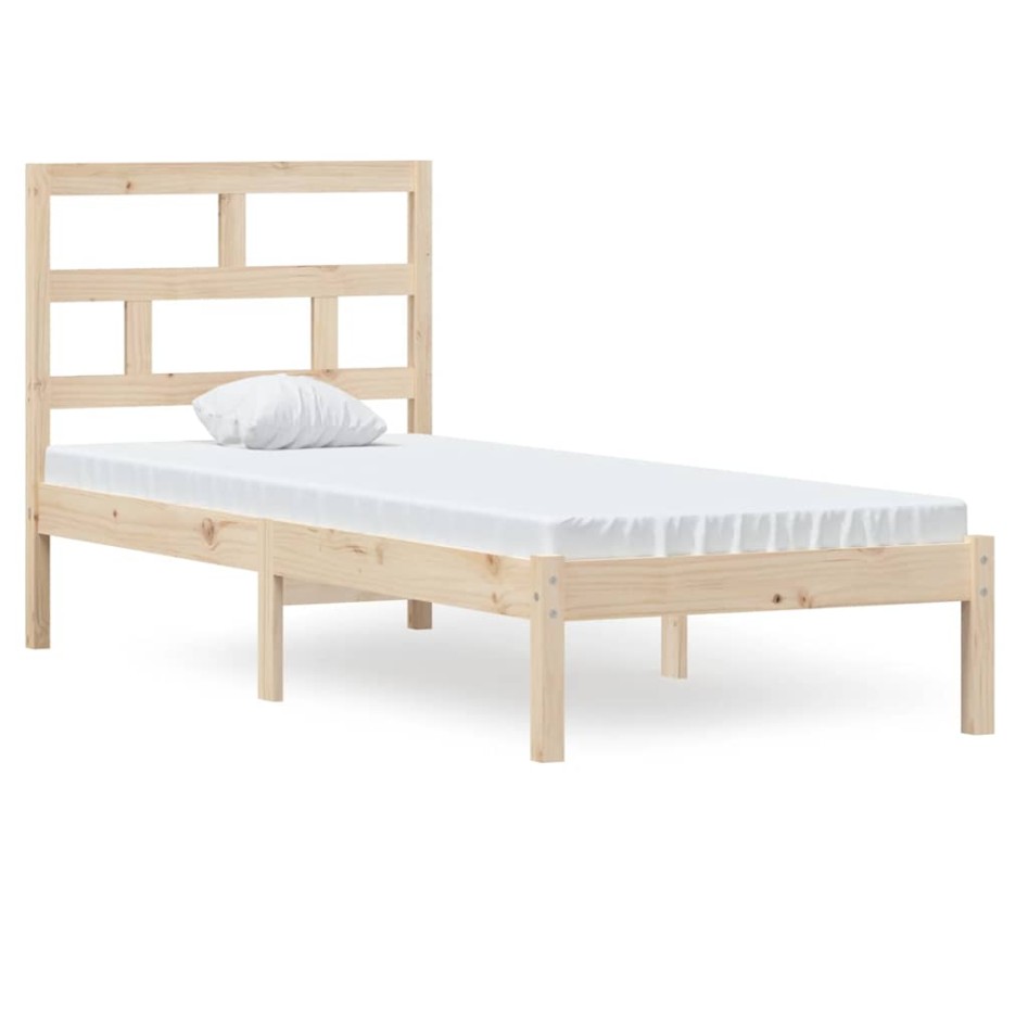 Estructura de cama individual pequeña madera maciza 75x190