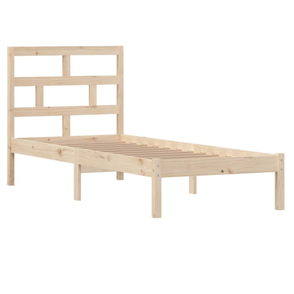 Estructura de cama individual pequeña madera maciza 75x190