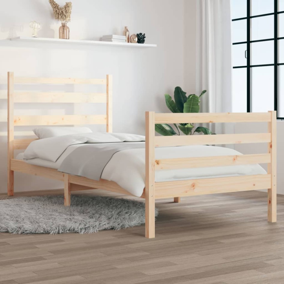 Estructura de cama sin colchón madera maciza de pino 90x200