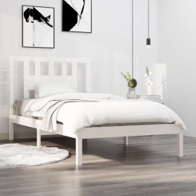 Estructura de cama madera maciza de pino blanco 90x200