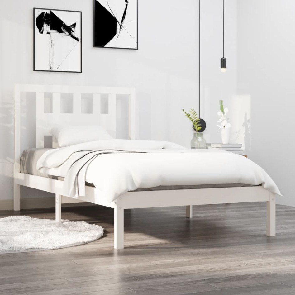 Estructura de cama madera maciza de pino blanco 90x200