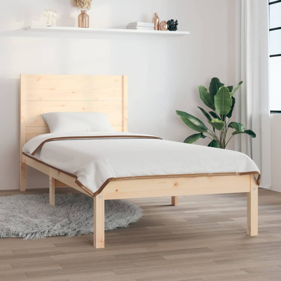 Estructura de cama madera maciza 90x190