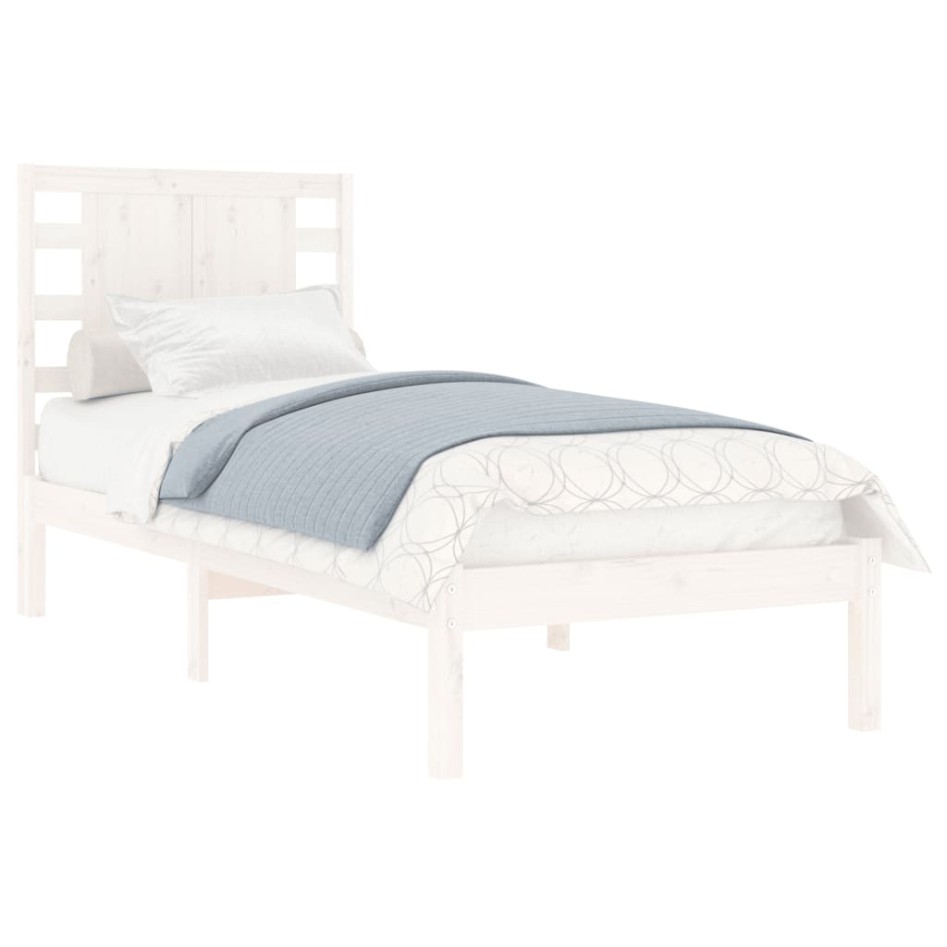 Estructura de cama madera maciza individual blanco 75x190