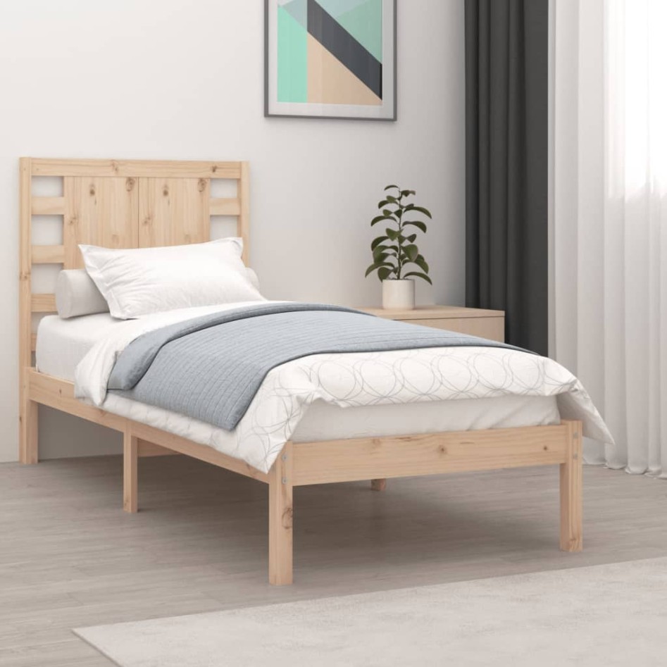 Estructura de cama sin colchón madera maciza de pino 90x200