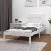 Estructura de cama individual madera maciza blanco 90x190 cm
