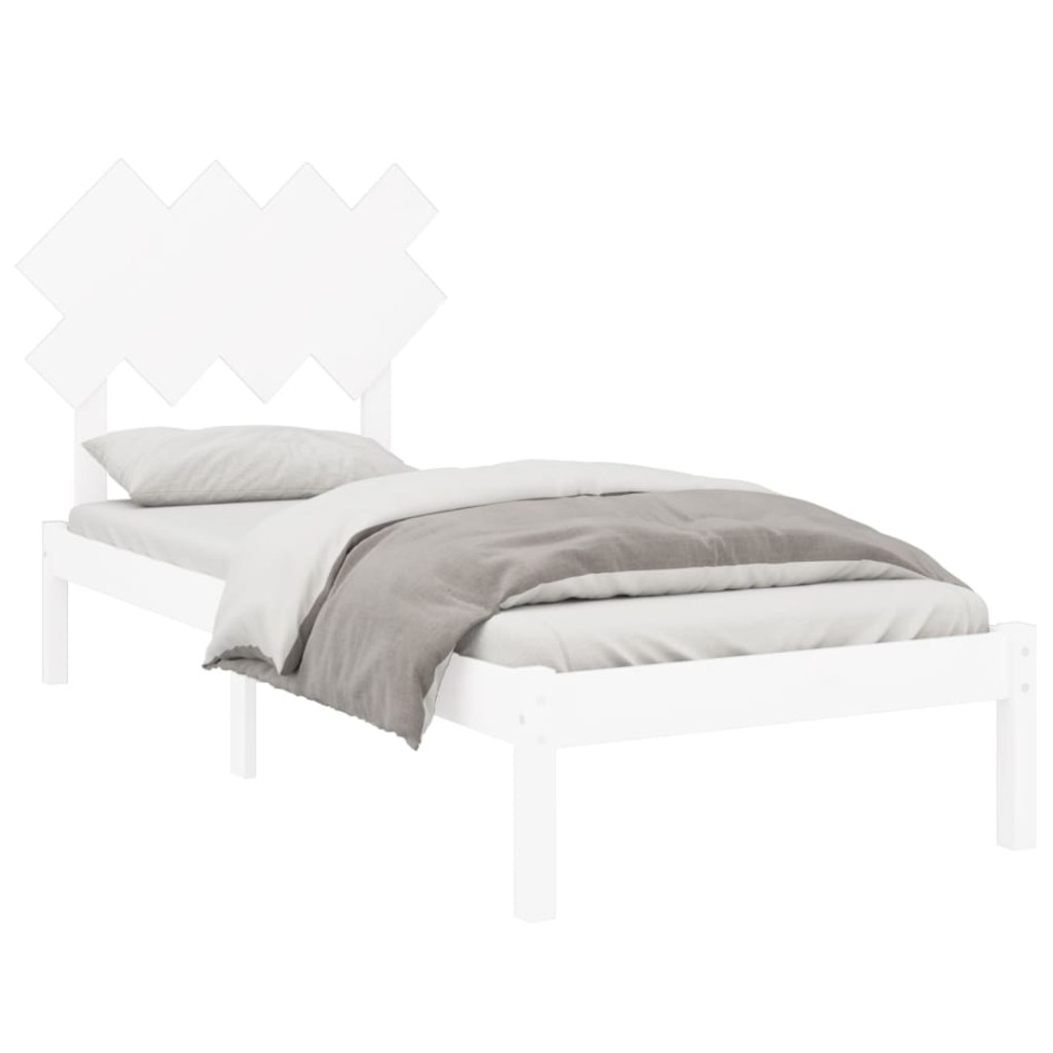 Estructura de cama de madera maciza blanca 90x190