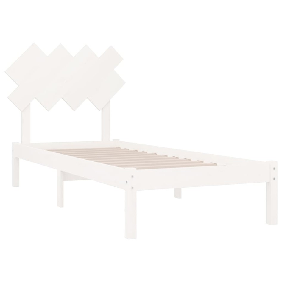 Estructura de cama de madera maciza blanca 90x190