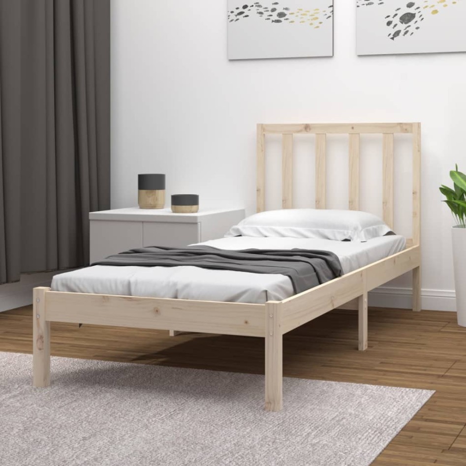 Estructura de cama sin colchón madera maciza pino 75x190