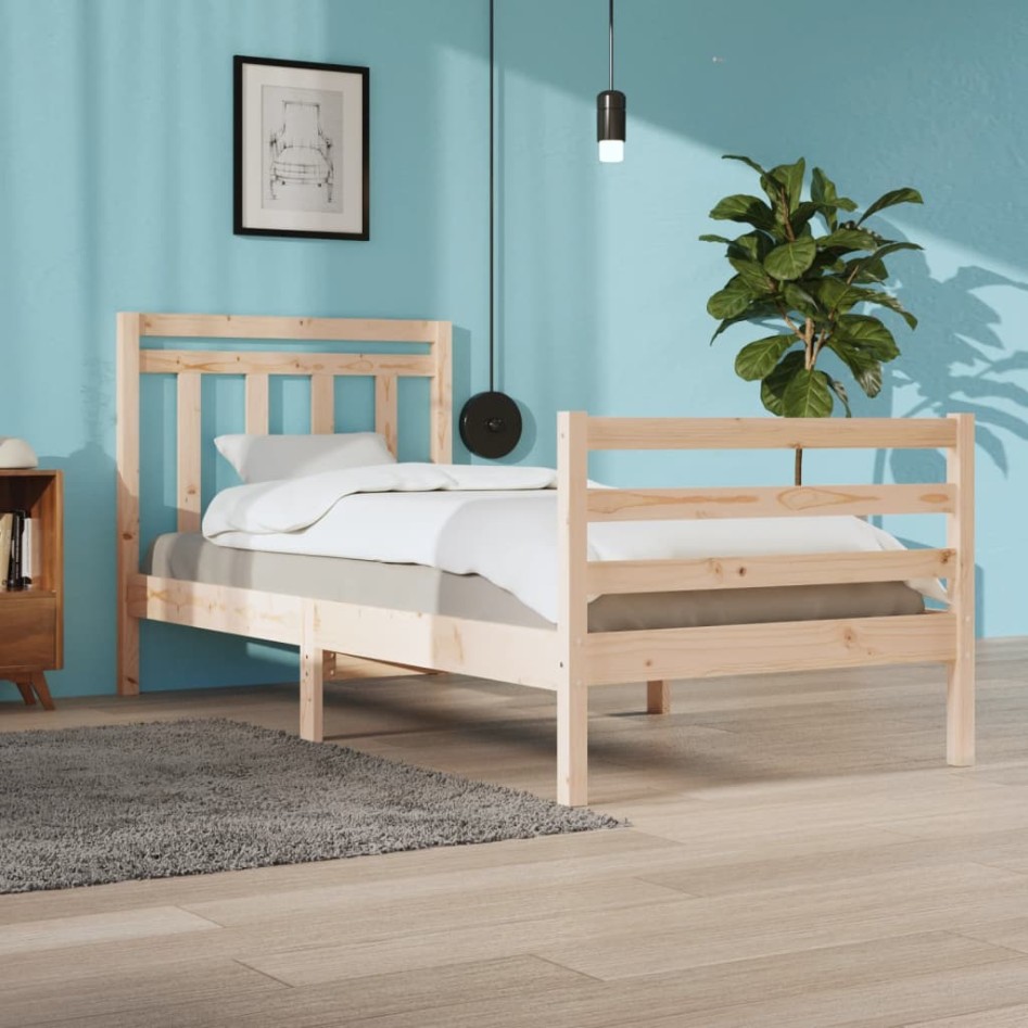 Estructura de cama madera maciza 90x200