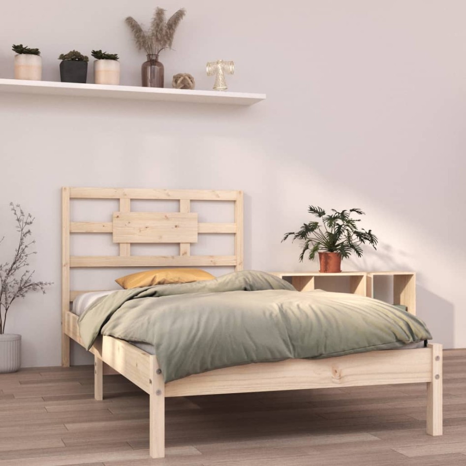Estructura de cama madera maciza 90x190