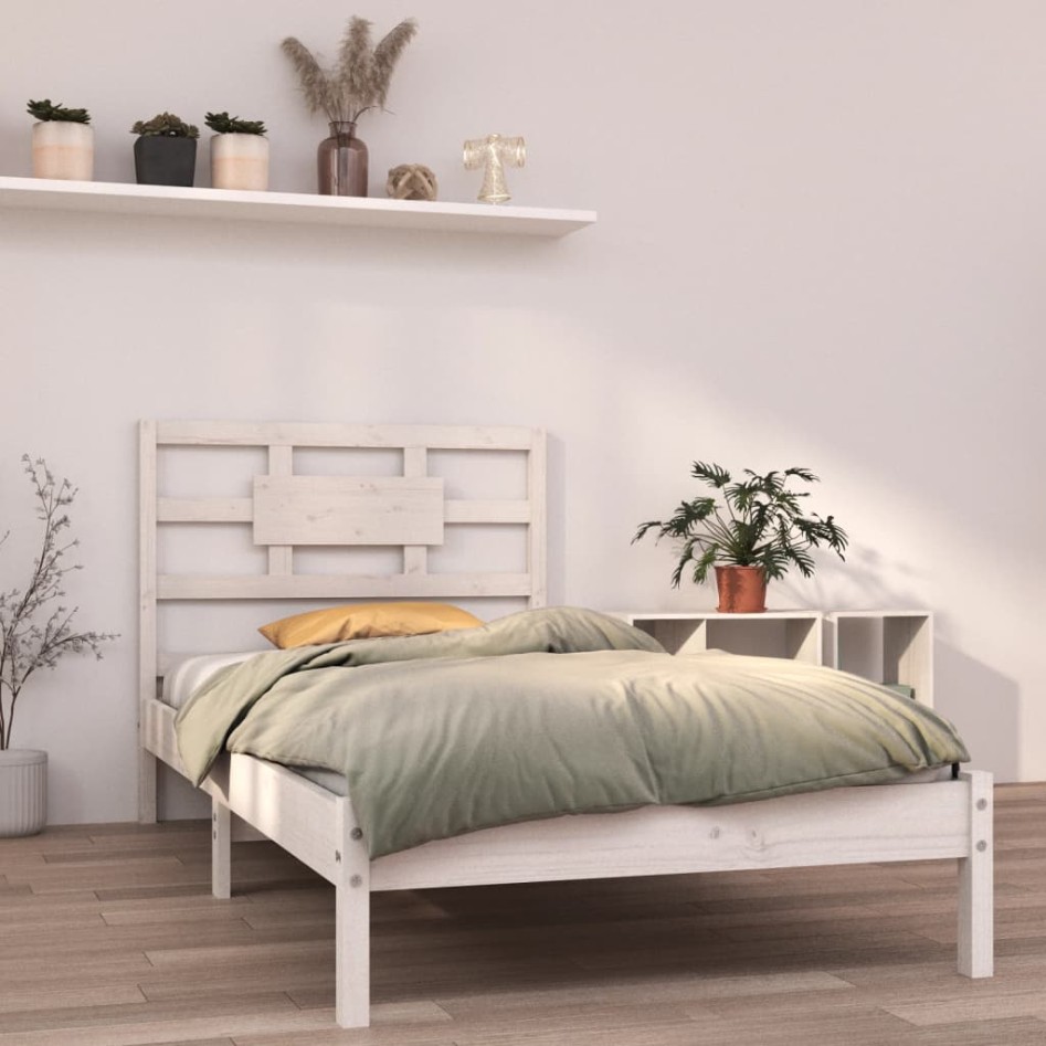 Estructura de cama madera maciza de pino blanca 90x200
