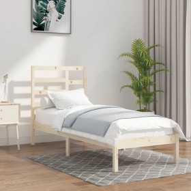 Estructura de cama sin colchón madera maciza 90x200