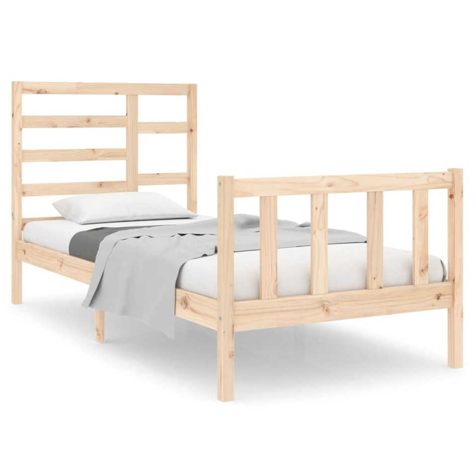 Estructura de cama madera maciza 90x190