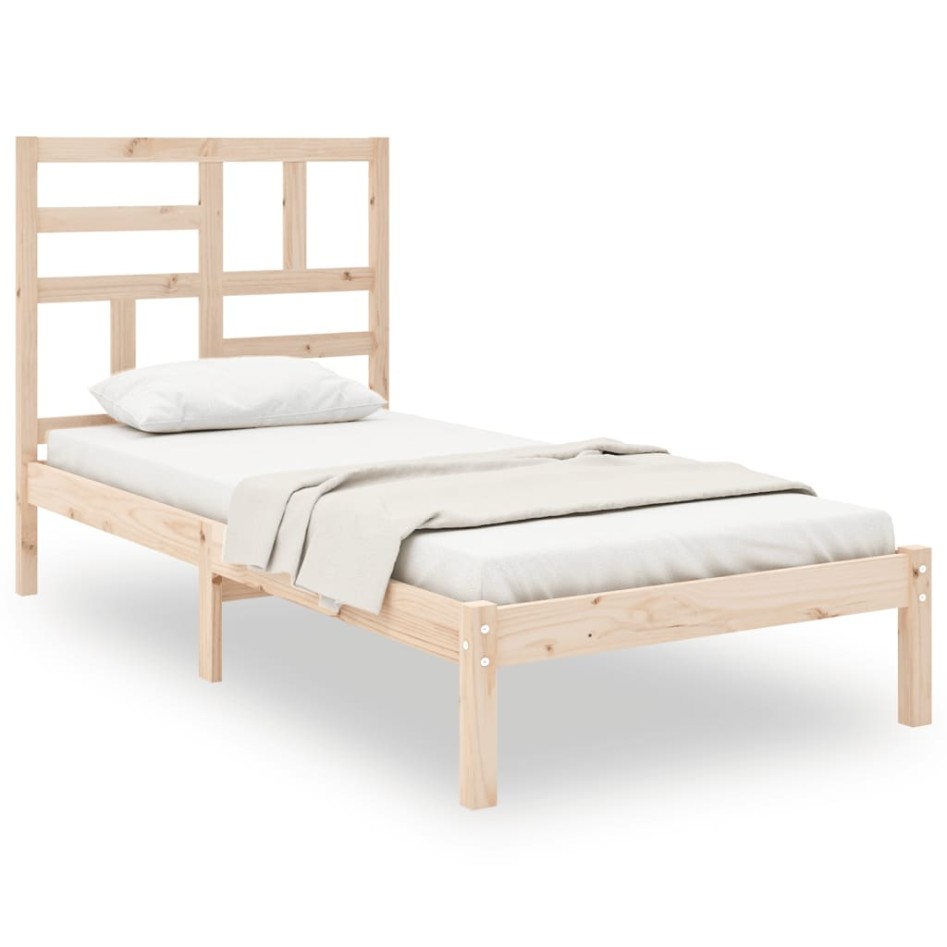 Estructura de cama madera maciza 90x190