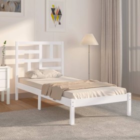 Estructura de cama sin colchón madera maciza blanco 90x200