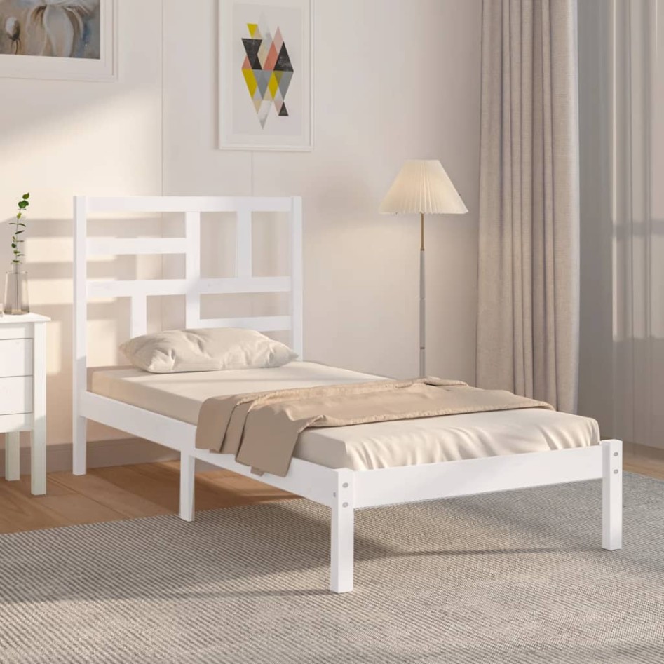 Estructura de cama sin colchón madera maciza blanco 90x200