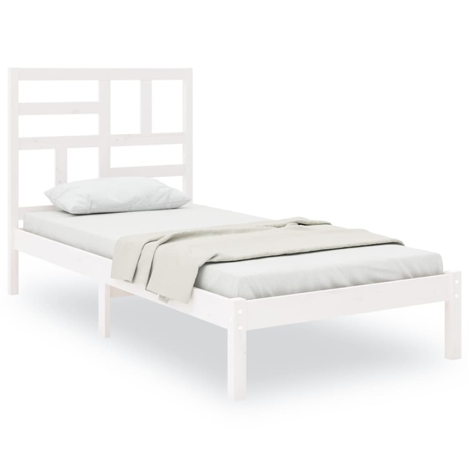 Estructura de cama sin colchón madera maciza blanco 90x200