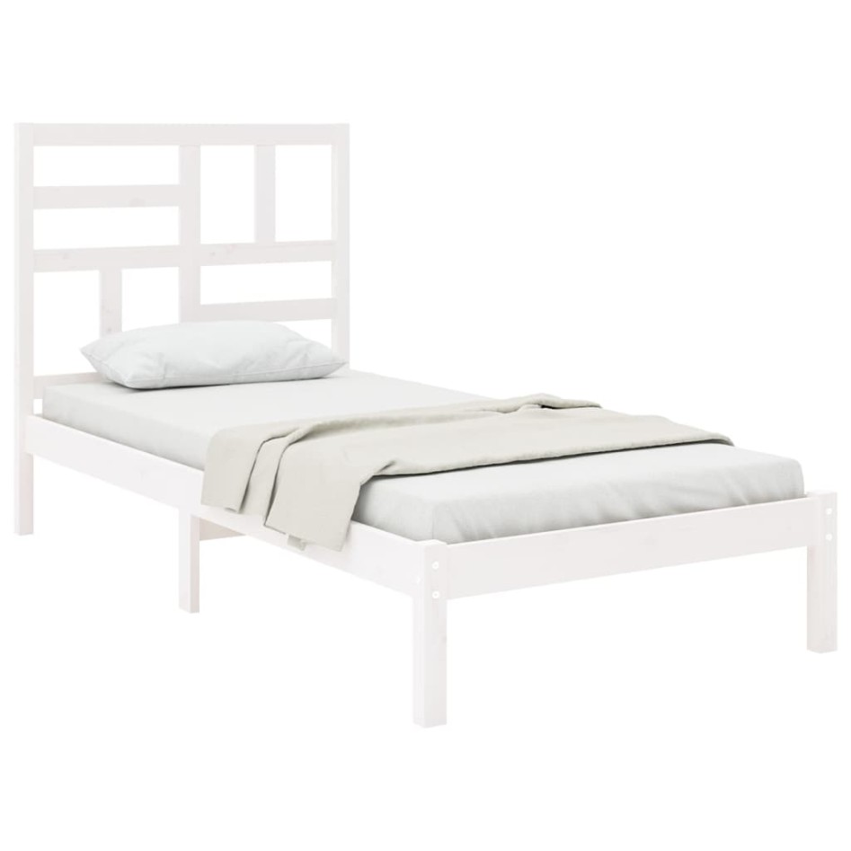 Estructura de cama sin colchón madera maciza blanco 90x200