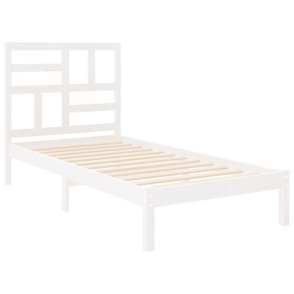 Estructura de cama sin colchón madera maciza blanco 90x200