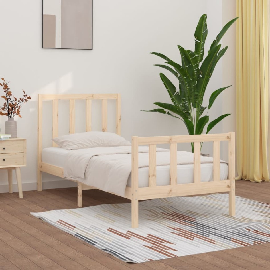 Estructura de cama madera maciza 90x200