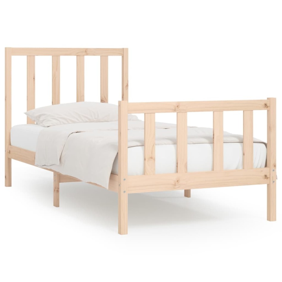 Estructura de cama madera maciza 90x200