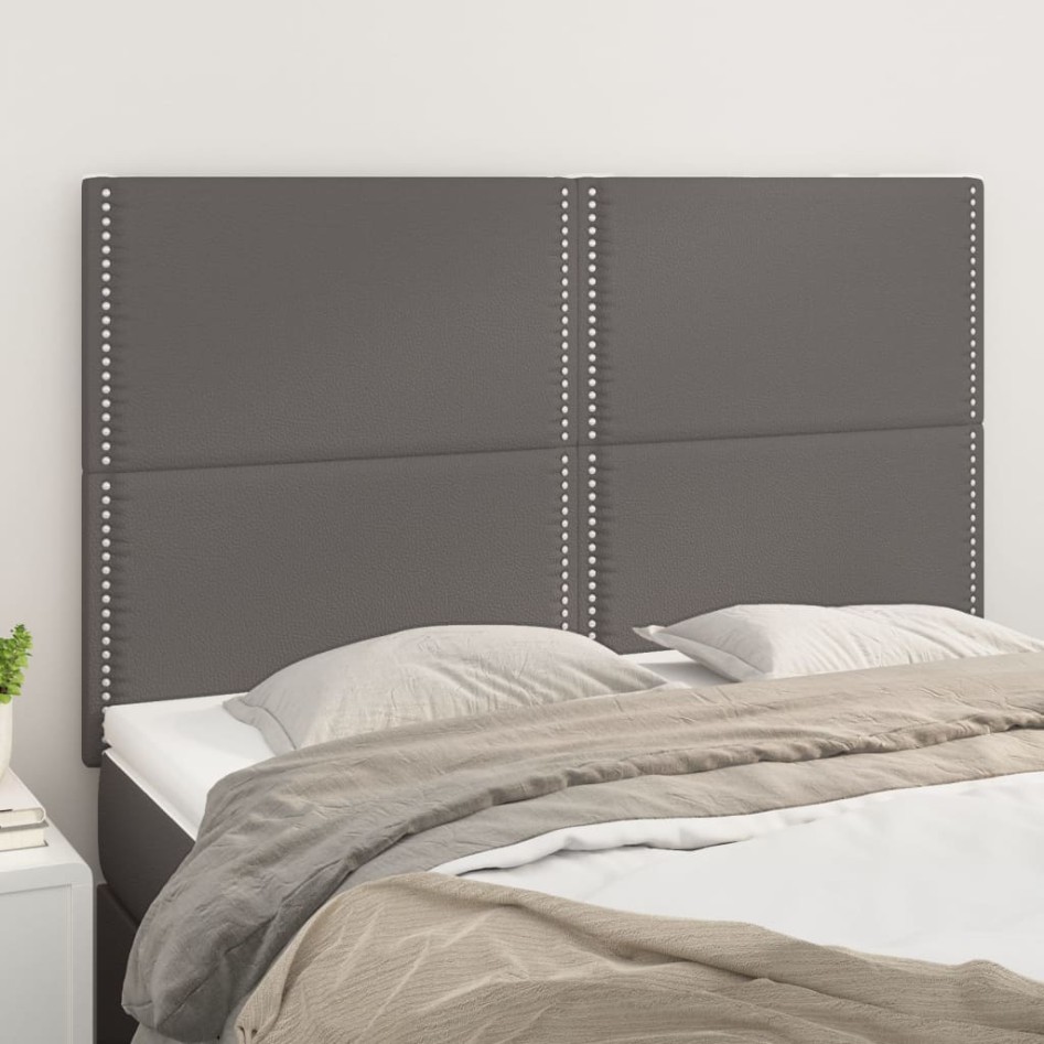 Cabeceros 4 unidades cuero sintético gris 72x5x78/88