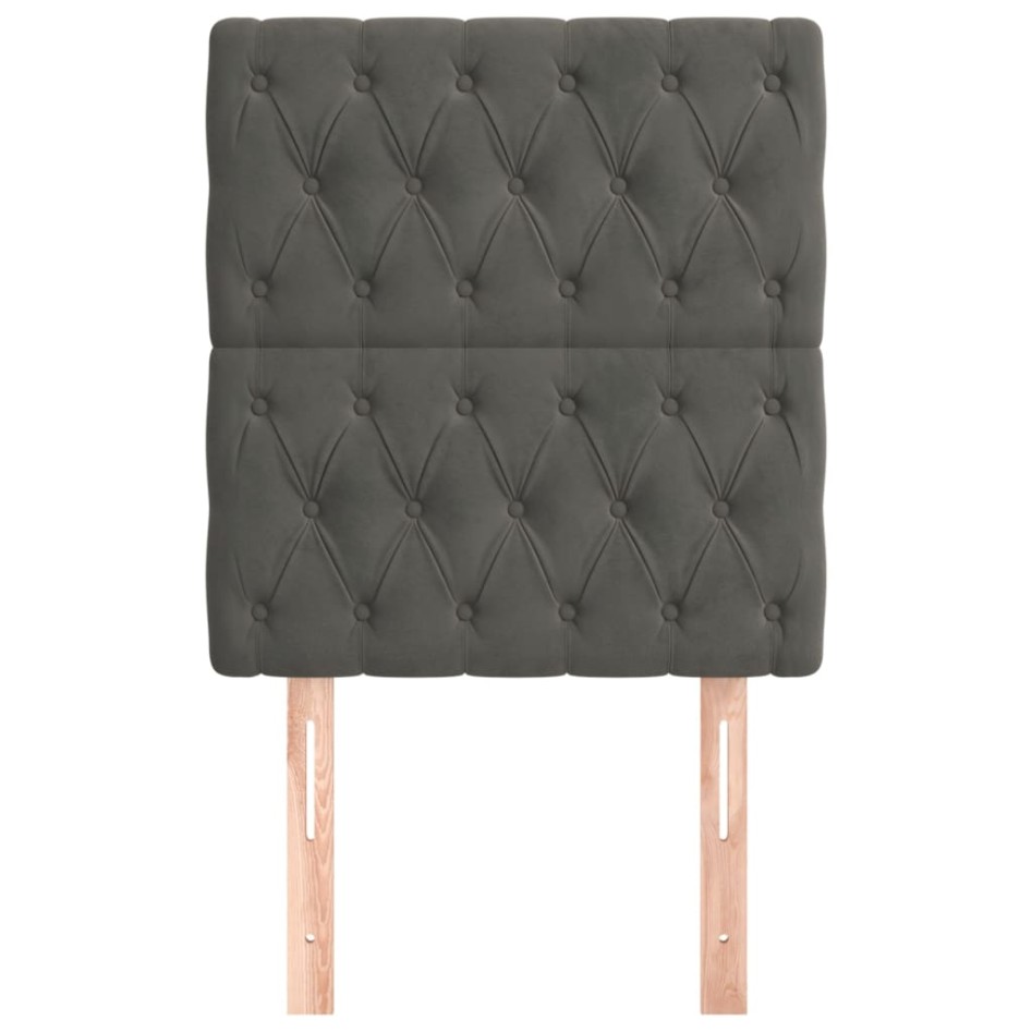 Cabeceros 2 unidades de terciopelo gris oscuro 80x7x78/88