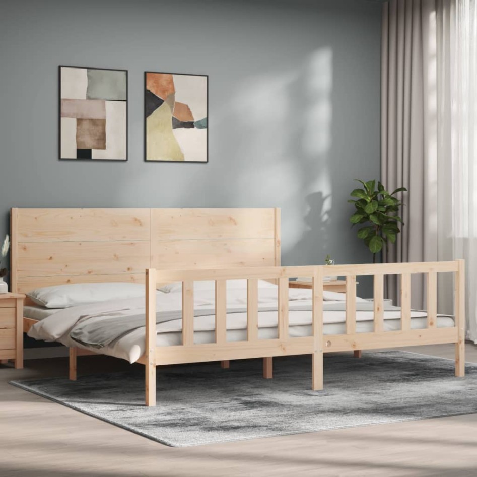 Estructura de cama de matrimonio con cabecero madera