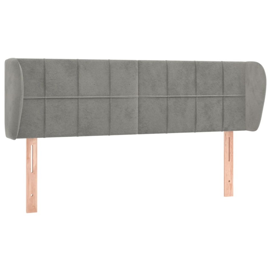 Cabecero de terciopelo gris claro 147x23x78/88