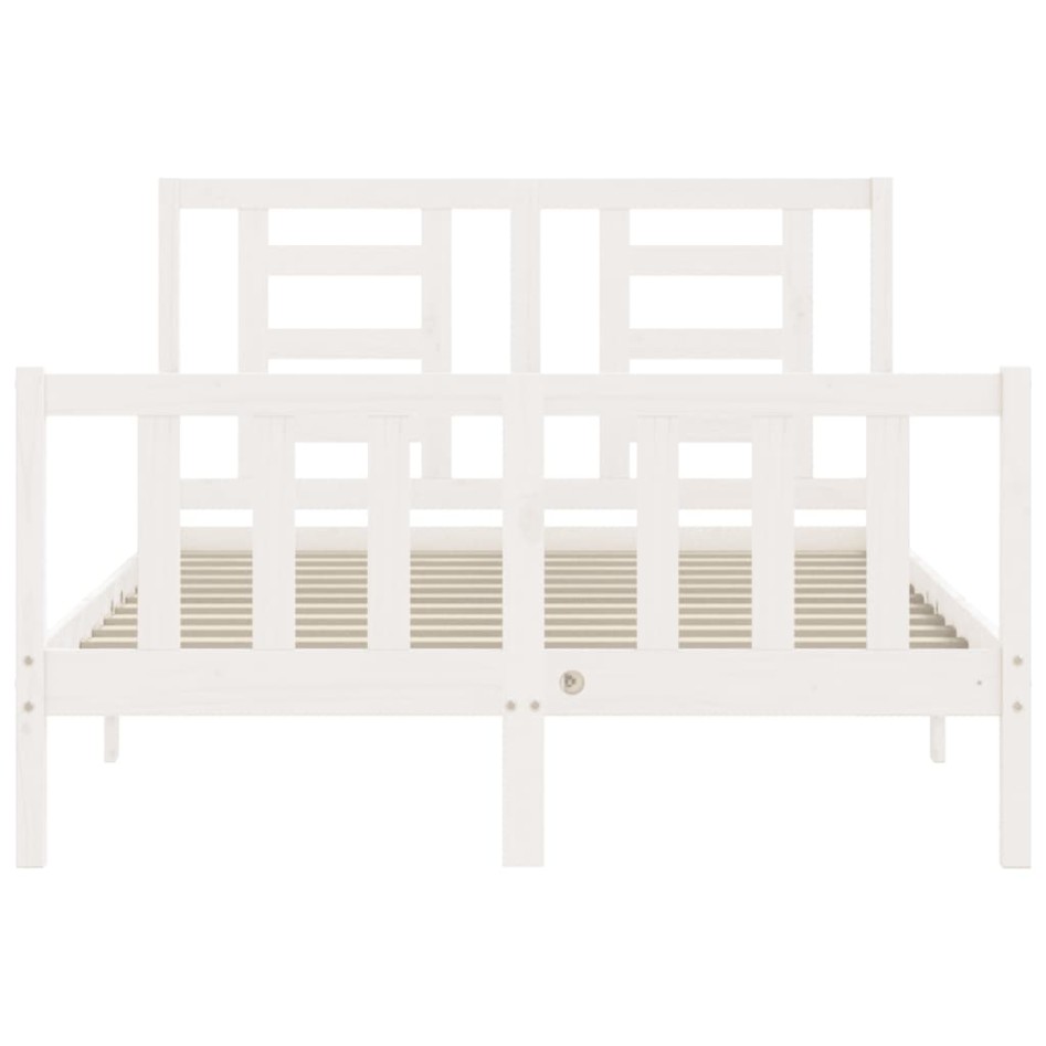 Estructura de cama con cabecero madera maciza blanco 140x190