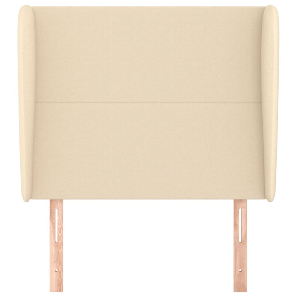 Cabecero con orejas de tela color crema 93x23x118/128