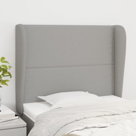 Cabecero con orejas de tela gris claro 93x23x118/128