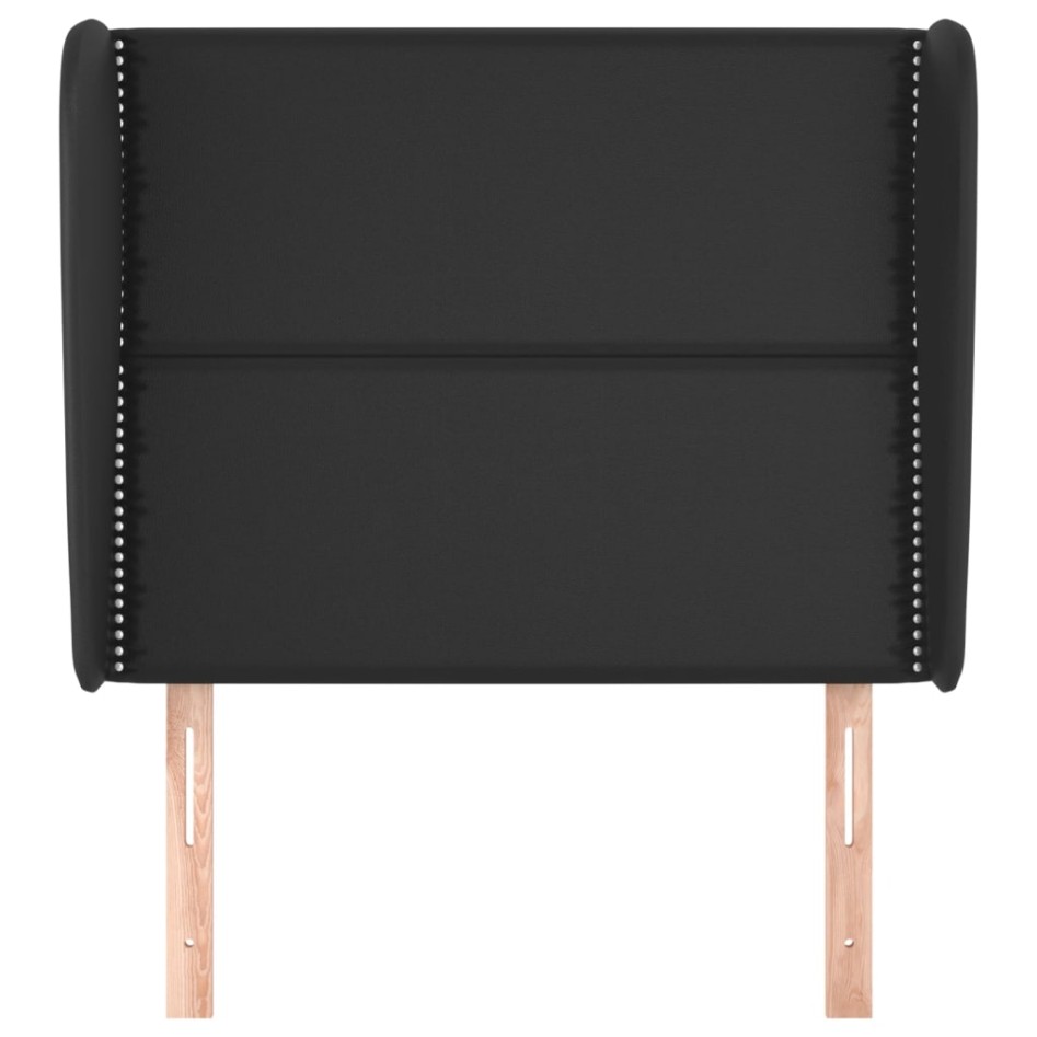 Cabecero con orejas de cuero sintético negro 83x23x118/128